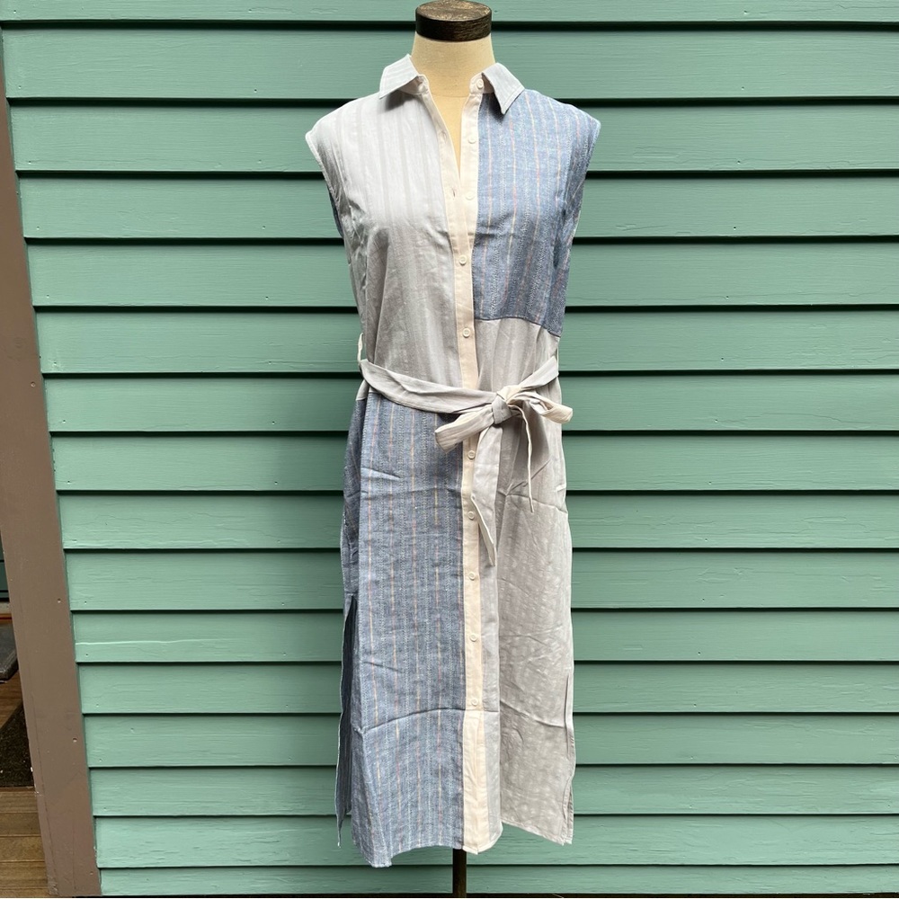 Striped Belted Shirt Dress